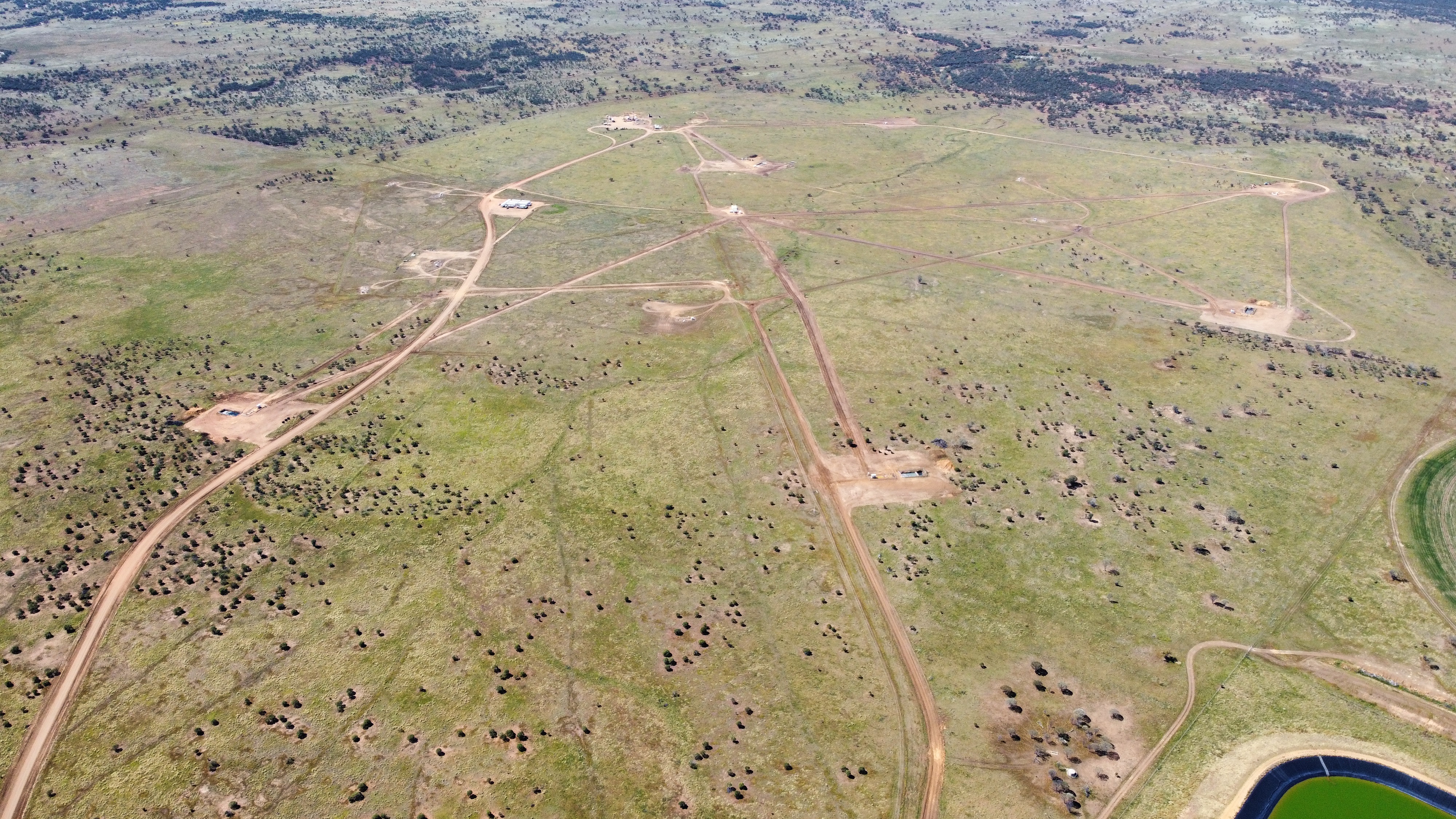 Aerial view over the Glenaras field, Galilee Basin
